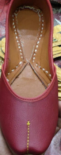 Ladies Comfortable And Flat Leather Maroon Color Fancy & Stylish Jutti For Daily Wear