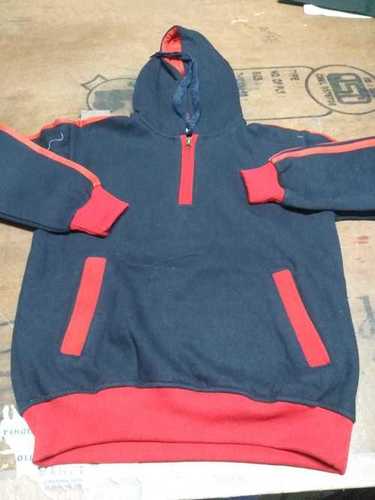Red And Blue Plain Long Sleeves Cotton Hoodie Style School Uniform Jacket