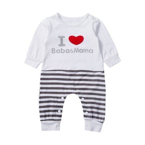 Round Neck White Hopscotch Romper For Baby Boy And Girl