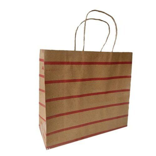 Square Disposable Handled Brown Kraft Paper Carry Bag