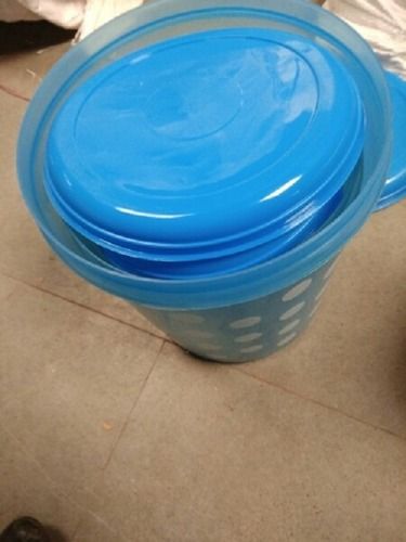 Strong And Durable Blue Dot Printed Transparent Plastic Round Grocery Container