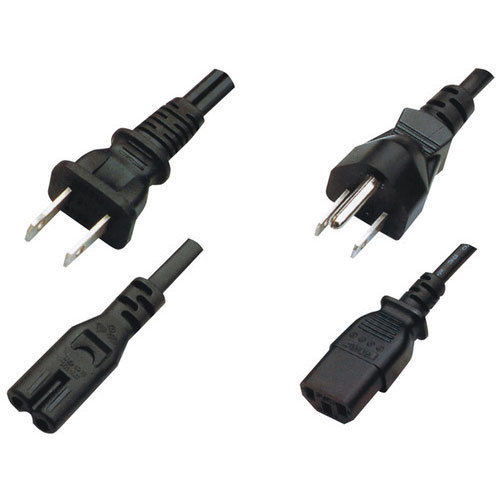 Black Durable Electric Shock Resistant Pvc 3 And 2 Pin Ac Power Cord