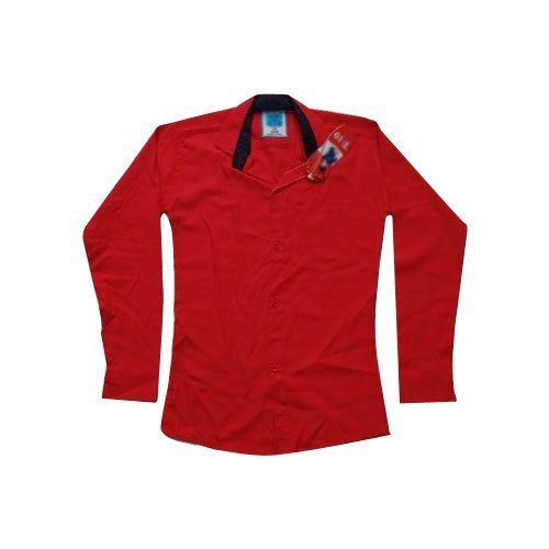 Breathable Kids Red Plain Full Sleeves Stylish Casual Cotton Shirts For Regular Wear