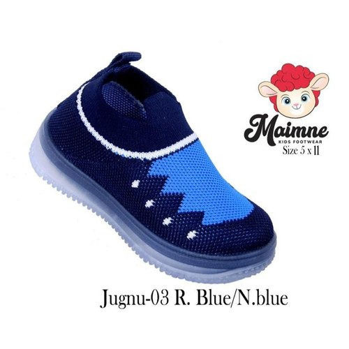 Lace Up Blue Kids Sports Shoe With Round Shape And Low Heel Insole Material: Pvc