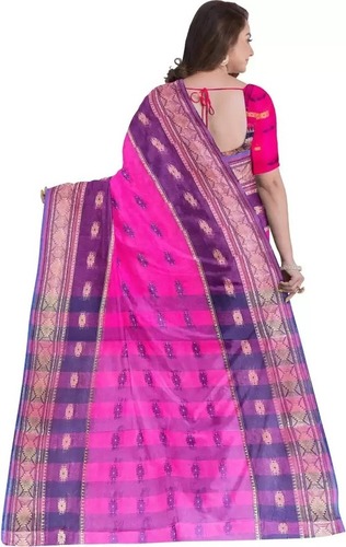 Ladies Cotton Sarees - Purple And Pink Daily Wear With Blouse, Premium Fabric, Suitable For Casual, Party And Formal Occasions