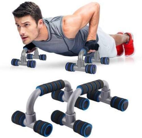 Light Weight And Easily Dessemble Blue And Black Rubber Grip Push Up Bar