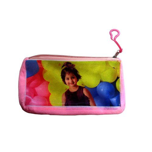 Rectangle Multi Color Velvet Fur Personalized Photo Pencil Pouch For Kids