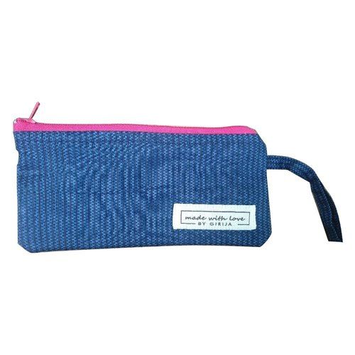 Rectangle Washable Cotton Pencil Pouch For Girls Used In Schools And Colleges Perfect Bound