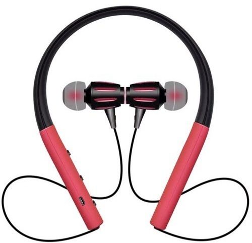 Red And Black Voice-assistant Bluetooth Neckband Earphone With Mic For All Android Phone