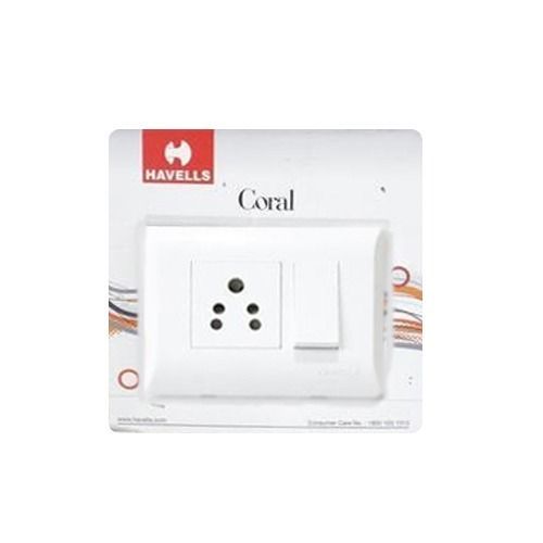 White Rectangle Plastic Havells Coral Modular Switch And Socket Application: Electric Appliances