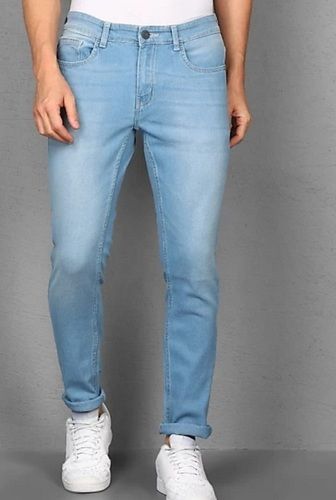 Denim Button Mens Slim Fit Jeans Pants Plain