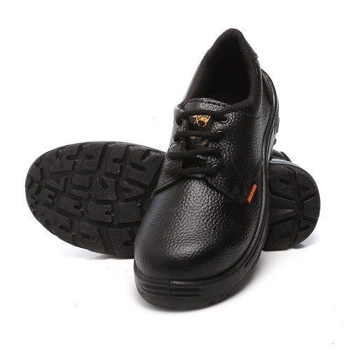 Double Core Black Color Power Safety Shoes With Round Shape Toe And Low Heel