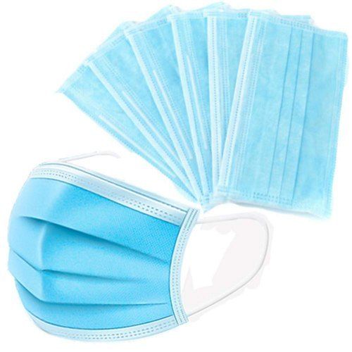 Blue Plain Non-Woven Lightweighted Earloop 3-Ply Disposable N95 Face Mask