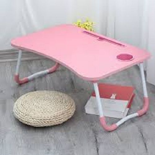 Handmade Colour Pink And White Laptop Table Comfortable And Ergonomic Design Durable Plastic