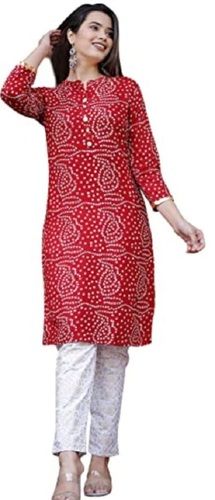 Indian Comfortable Soft Pure Cotton 3/4 Sleeve Designer Neck Red And White Ladies Salwar Suits