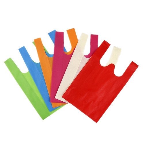 Multi Color Plain Non Woven W Cut Bags For Grocery - Non Woven, 11x14 Inch, Multi Color | Durable, Biodegradable, Disposable, Recyclable, Hand Length Handle