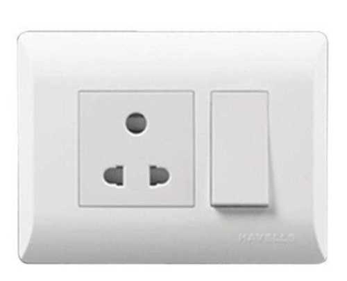 Solid Strong Long Lasting Durable White Electrical Switch Boards With One 3 Pin Socket For Home And Office