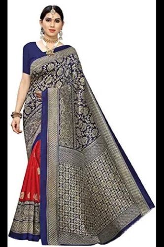 Womens Simple Designer And Beautiful Printed Silk Saree With Blouse Piece