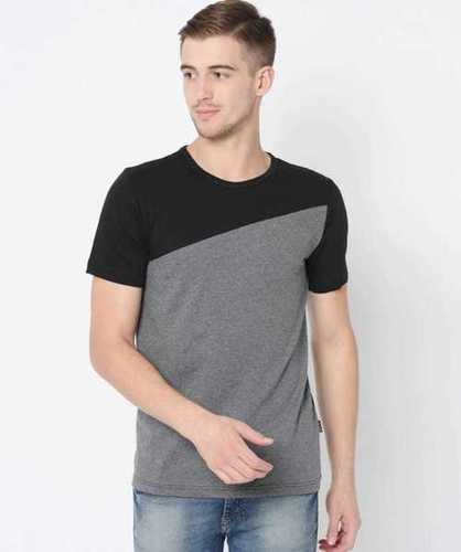 Cotton Black Shaded Pattern Round Neck Half Sleeves Men'S T Shirt