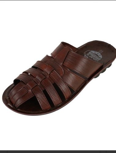 Summer Brown Color Plain Comfortable And Flat Casual Wear Sandals For Mens