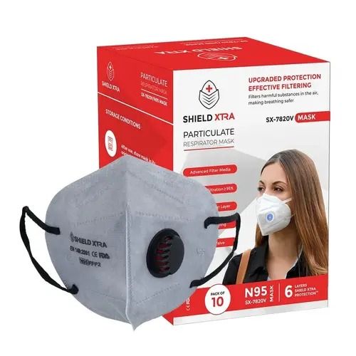 Layers 2 Reusable Sx-7820V Shield Xtra N95 Face Mask With Ear Loops And Valve Age Group: Suitable For All Ages