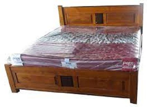 Plastic Stainless Steel Exterior Designer Brown Colour Double Bed With High Design