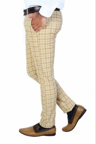 Plain Men Cream Color Polyester Trouser, Slim Fit at Rs 330 in Bhilwara