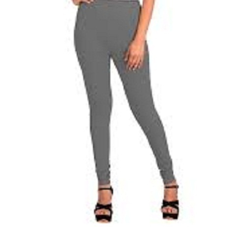ग्रे कैज़ुअल वियर लाइटवेट स्ट्रेचेबल प्लेन ग्रे प्योर कॉटन लेडीज़ लेगिंग्स
