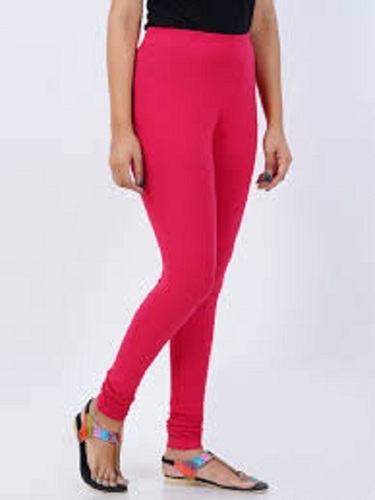 इंडियन कैज़ुअल वियर लाइटवेट स्ट्रेचेबल प्लेन पिंक प्योर कॉटन लेगिंग्स