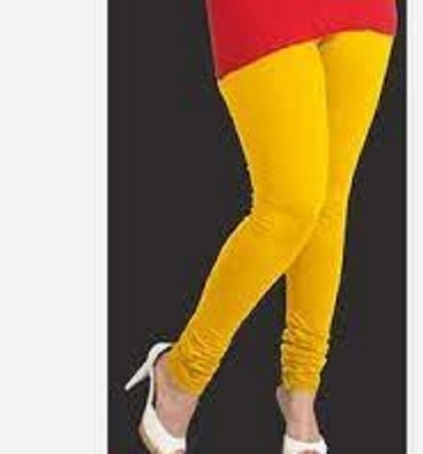 इंडियन लाइटवेट कैज़ुअल वियर स्ट्रेचेबल प्लेन येलो कॉटन लेडीज़ लेगिंग्स
