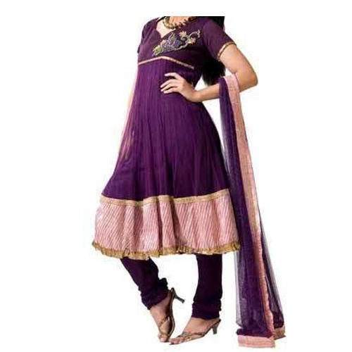 100 Percent Georgette Material Party Wear Frock Suit For Ladies Comfortable And Washable