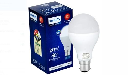 20 Watt Philips Crystal White Stellar Bright Led Light Bulb Used For Home  Input Voltage: 150 Volt (V)