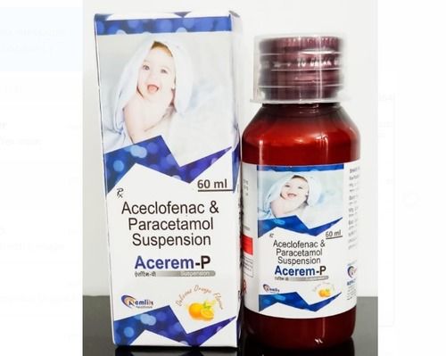  60 Ml Acerem P Aceclofenac और पेरासिटामोल सस्पेंशन का इस्तेमाल दर्द से राहत के लिए किया जाता है सामान्य दवाएं