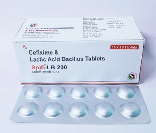 Cefixime & Lactic Acid Bacillus Tablets Spifi-lb 200, 10x10 Tablets  General Medicines