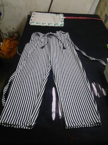 Girl's Black And White Stripped Stretchable Designer Casual Wear Palazzo