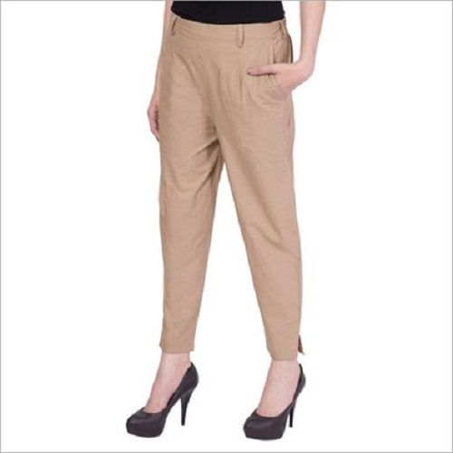 Womens Casual Loose Elastic Waist Cotton Trouser Cropped Wide Leg Pants   Fruugo IN