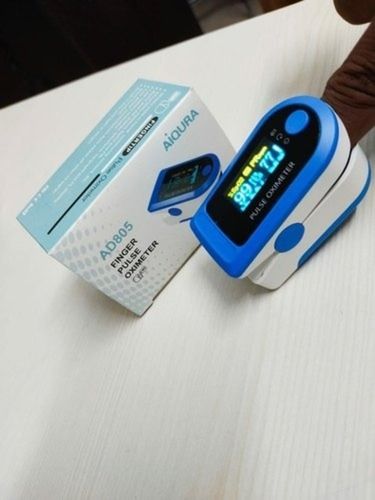 Oled White And Blue Digital Finger Oximeter For Checking Pulse Signal Strength