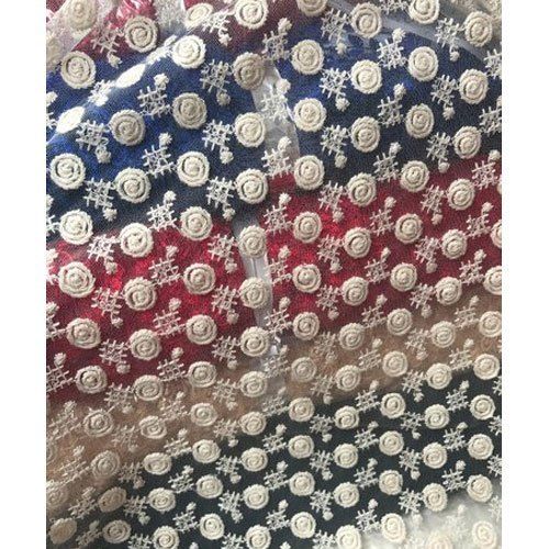 Exceptionally Soft Smooth Finish Light Weight Thread Work Multipurpose Net Embroidered Fabric