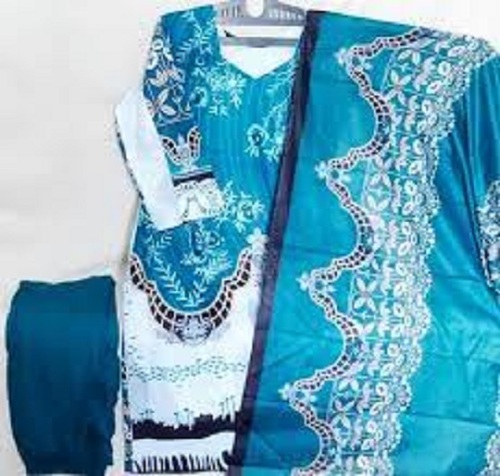 Unstitched Ladies Cotton Suit With Dupatta - Cotton, Printed, Full Sleeves | Breathable, Shrink Resistant, No Color Fade, Gift Suitable