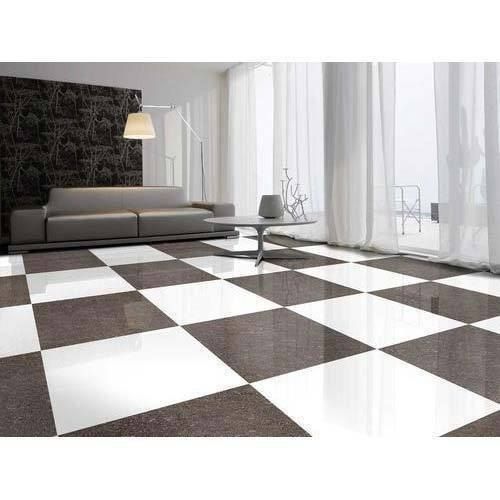 White Black Double Charged Ceramic Vitrified Tiles 800 Mm X 800 Mm