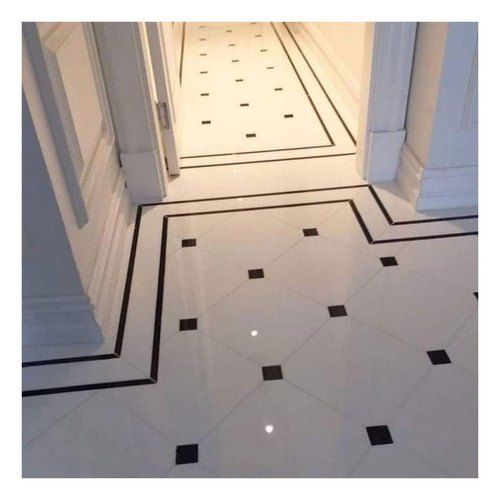 White Ceramic Marble Floor Tiles With Size 20 Mm Exterior Tiles Square Edge Pattern