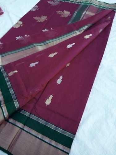 Casual Beautiful Light Weight Comfortable Festive Wear Purple Printed Soft Cotton Ladies Saree