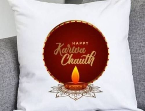 Happy Karwa Chauth Printed Cushion For Home Decoration Light Weight And Durable