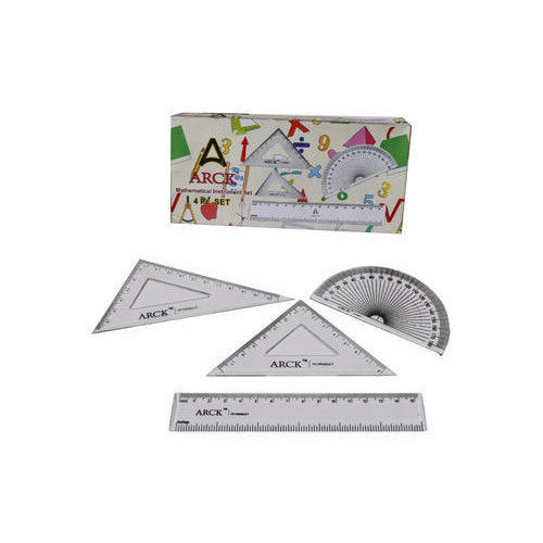 Arck Plastic Geometry Set Include 1 Scale,1 Protractor And 2 Set Square
