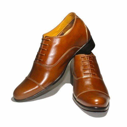 Any Season Casual Wear Brown Color Pu Leather Mens Shoes With Lace Up Closing