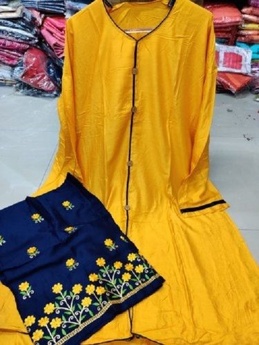 Indian Comfortable Stylish And Easy To Wear Yellow Color Palazzo Suit For Casual Wear