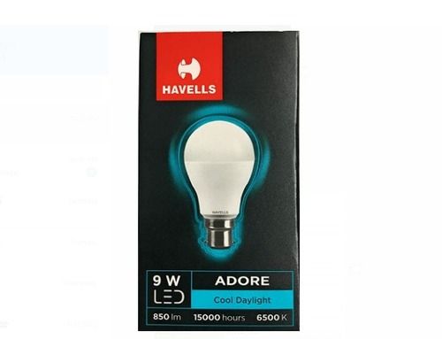 White 100 Percent Good Quality Havells Adore 9 Watt Led Bulb Base B22 Cool Day Light 