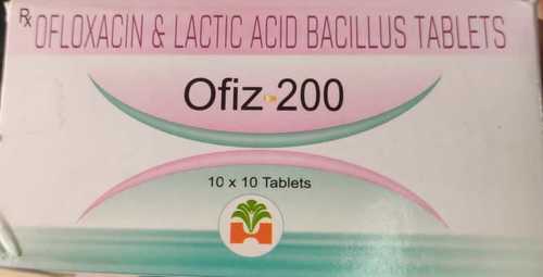 Ofloxacin And Lactic Acid Bacillus Ofiz 200 Tablets, 10 X 10 Box Pack Expiration Date: 6 Months