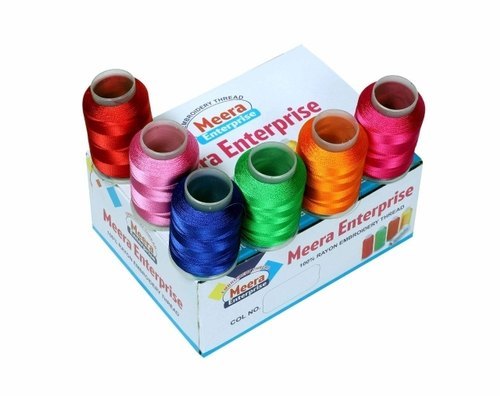 Light In Weight Plain Raw 100% Cotton Multi Color Rayon Thread For Stitching