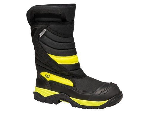 Yellow And Black Fire Genuine Lather Safety Shoe For Men